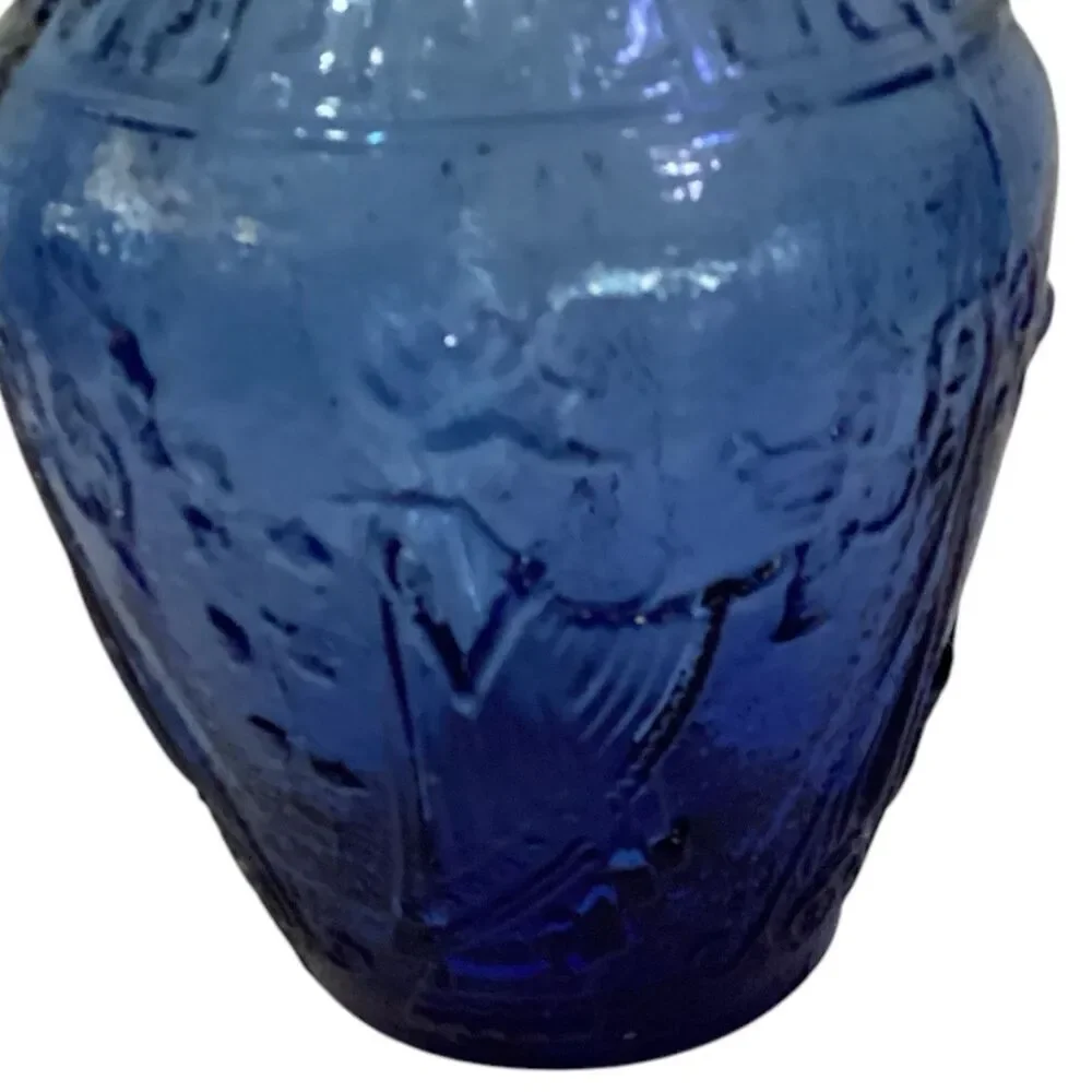 Mid Century Glass Home Decor Stem Vase Blue Decorative